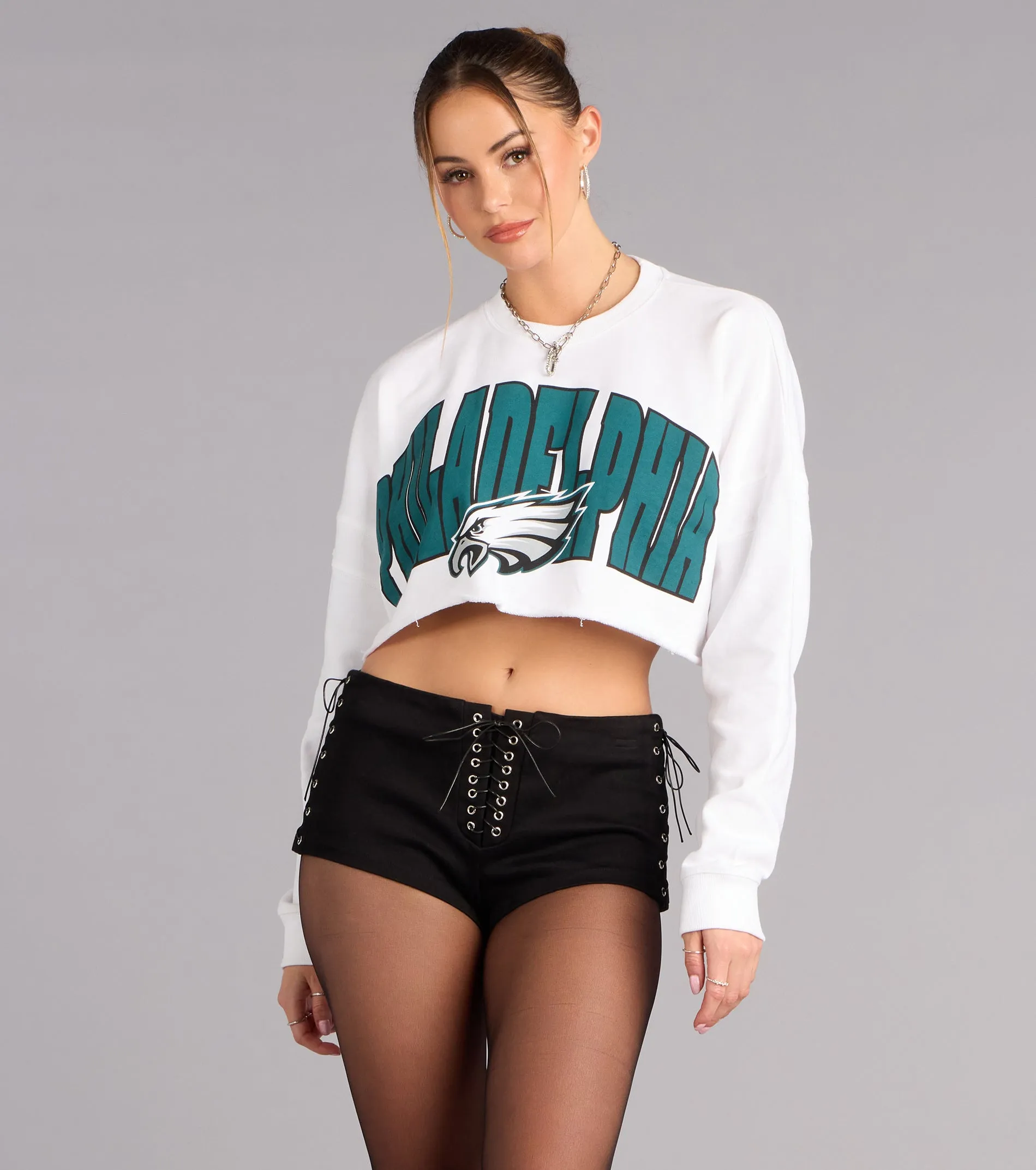 Ultra Game NFL Philadelphia Eagles Crop Sweatshirt sold by Windsor