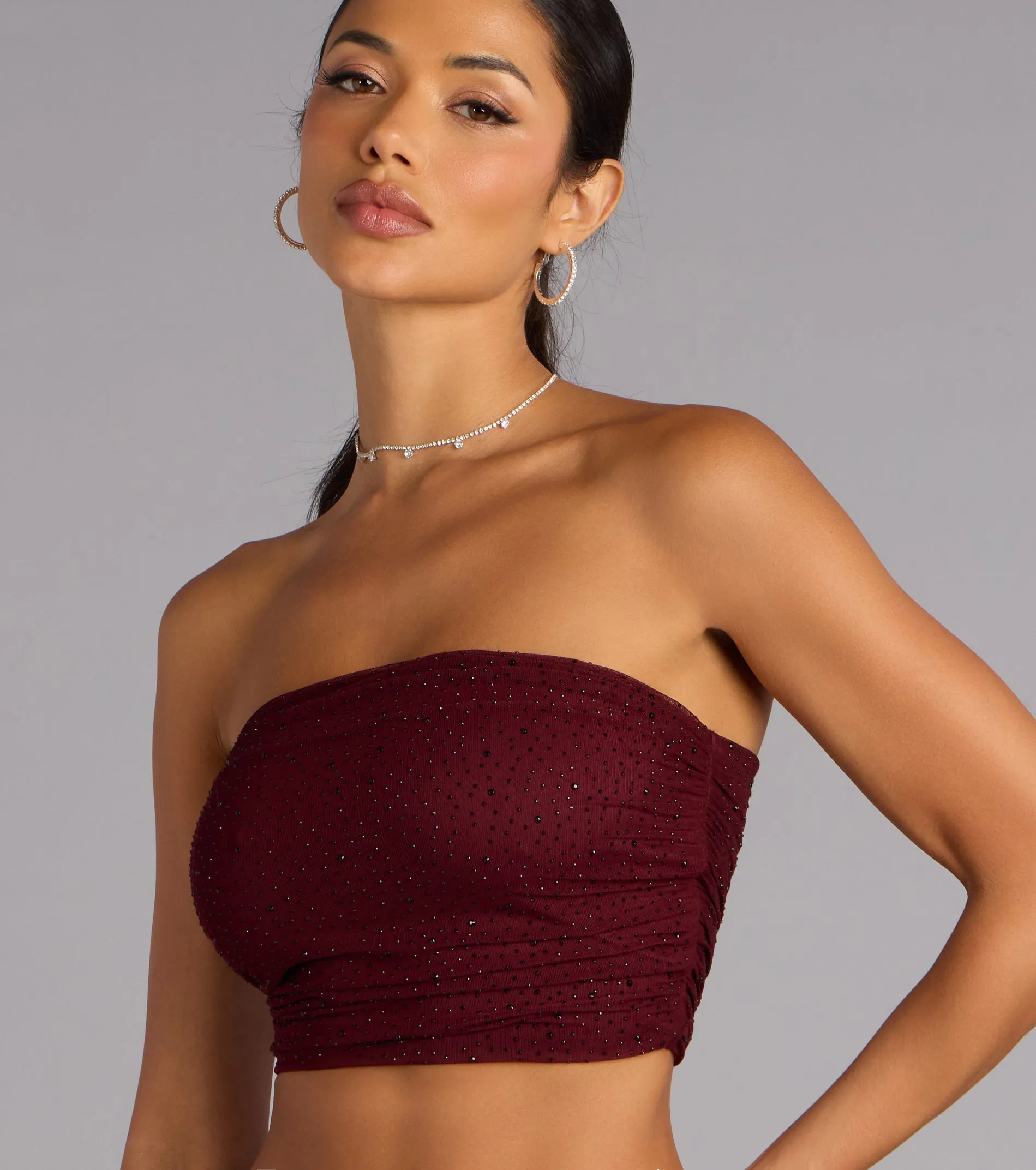 Starlet Status Rhinestone Mesh Tube Top sold by Windsor product image thumbnail 4