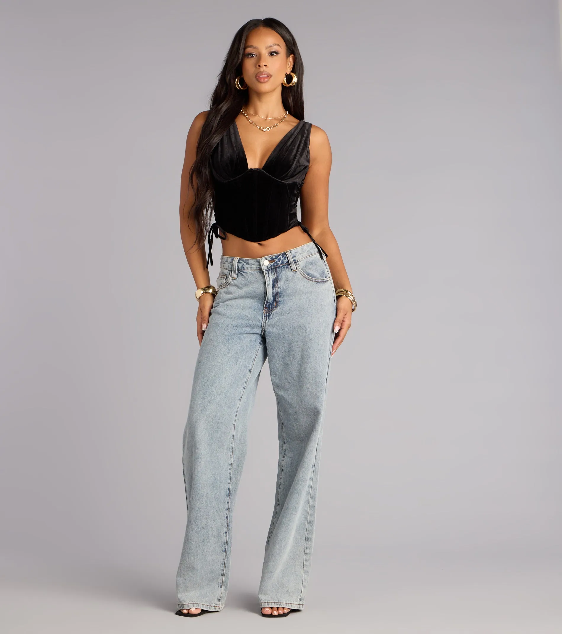 Velvet Temptation Corset Crop Top sold by Windsor product image thumbnail 3