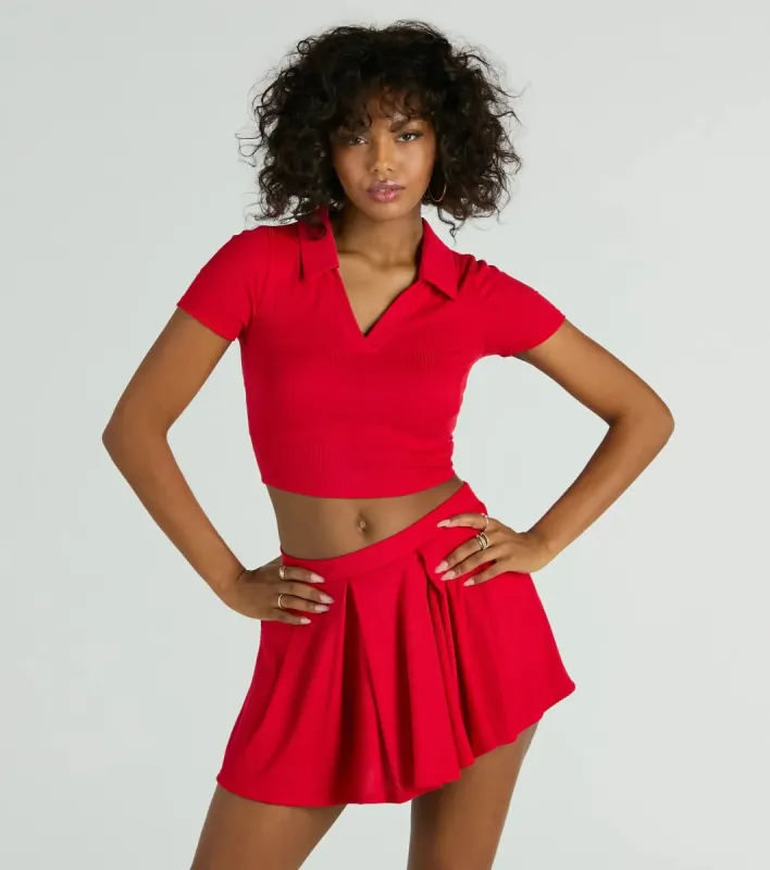 PLACEHOLDER - Game Set Collar Short Sleeve Crop Top sold by Windsor