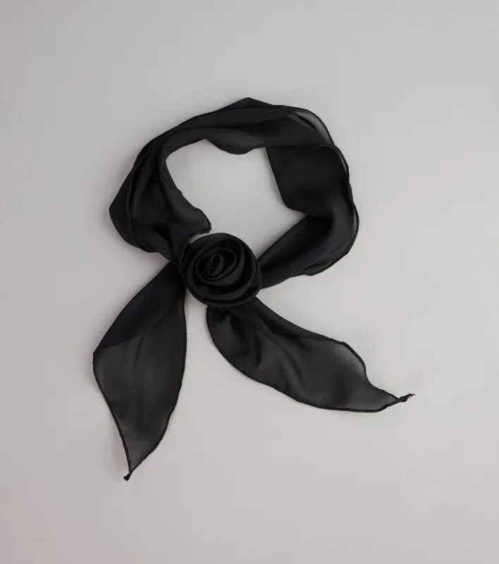 Rosette Charm Chiffon Skinny Scarf sold by Windsor