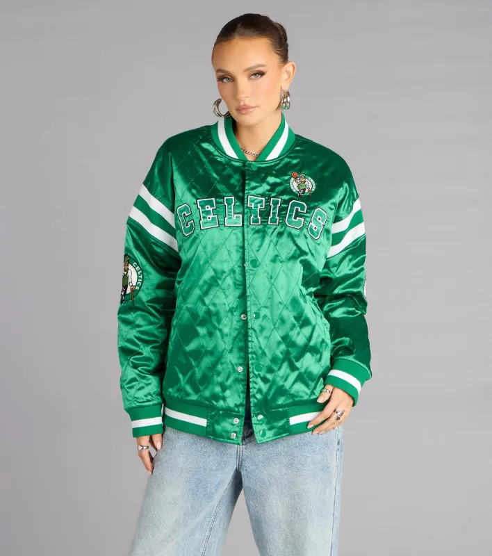 Ultra Game NBA Celtics Satin Bomber Jacket sold by Windsor
