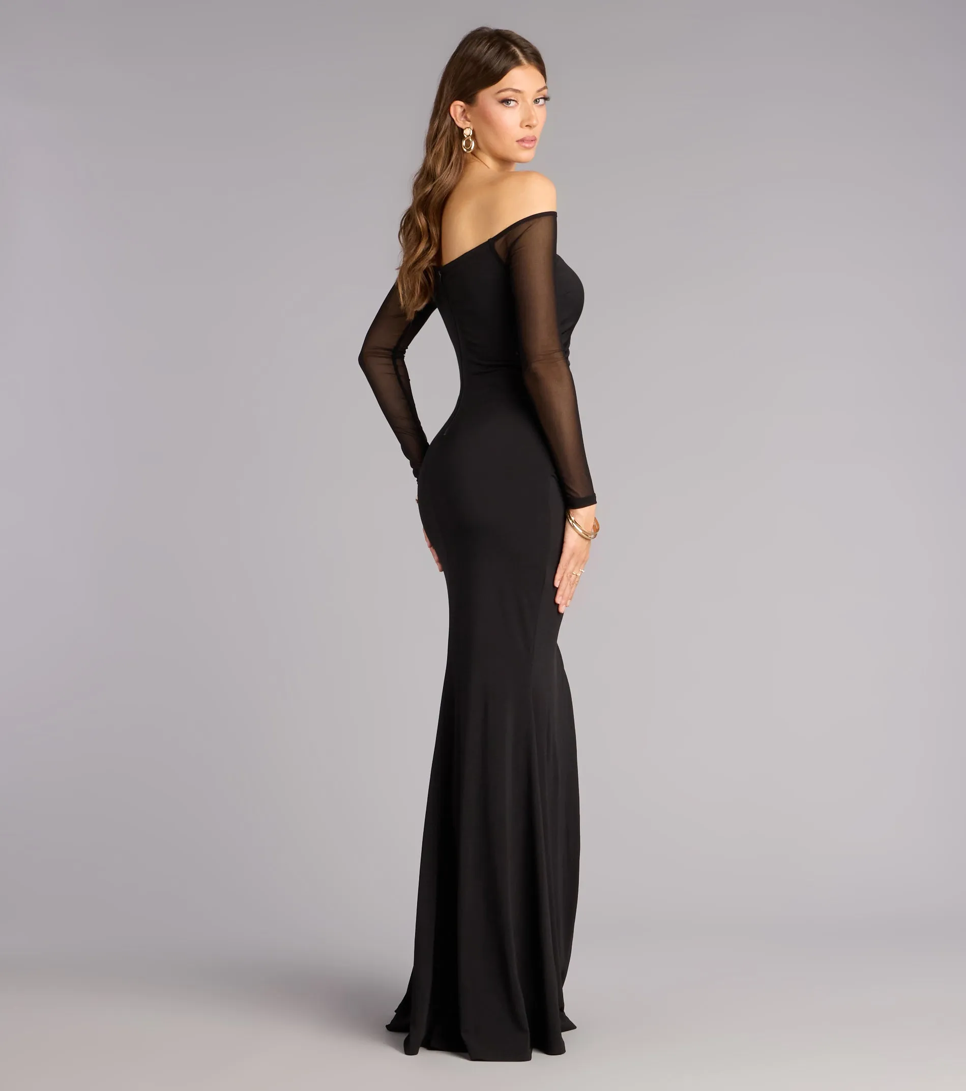 Elianna Mesh Off-The-Shoulder Mermaid Dress sold by Windsor product image thumbnail 2