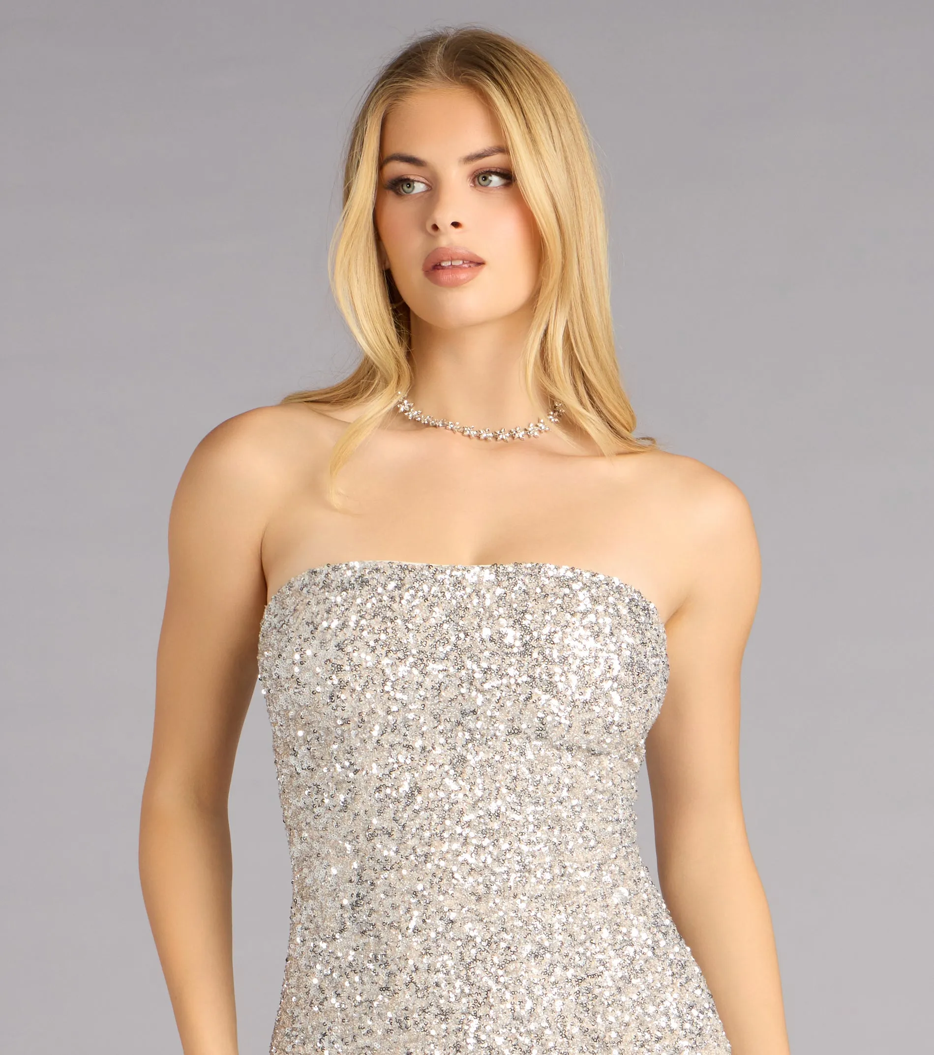 Dazzle Hour Strapless Sparkle Mini Dress sold by Windsor product image thumbnail 4