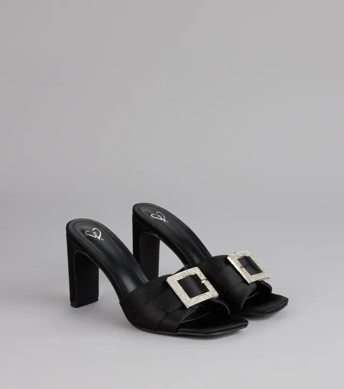 Glam Steps Rhinestone Buckle Strap Mules sold by Windsor