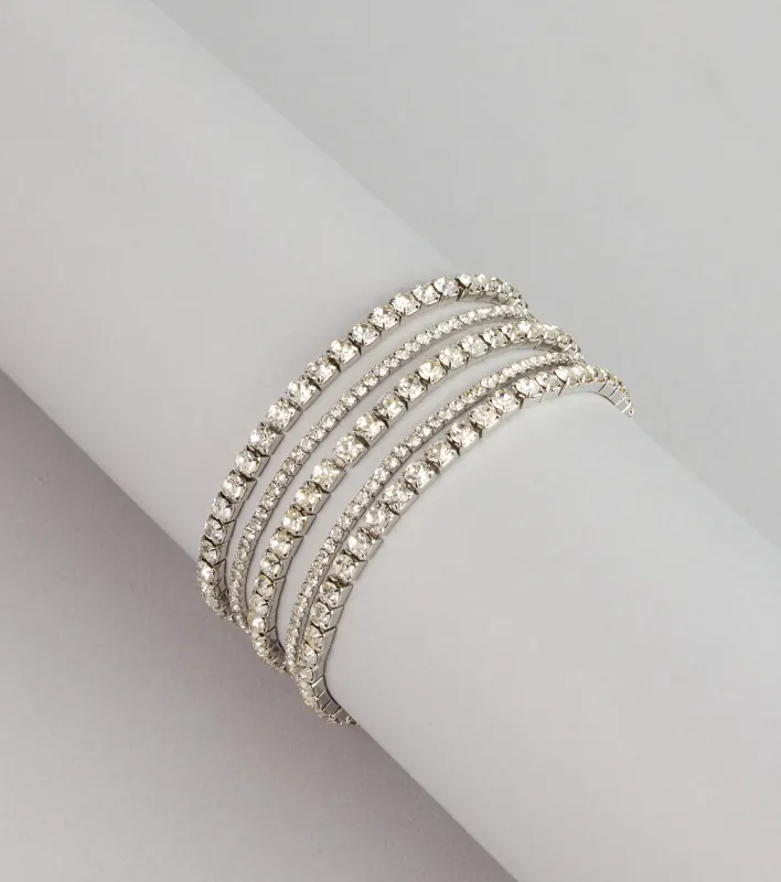 Stacked And Shining Rhinestone Stretch Bracelet Set sold by Windsor