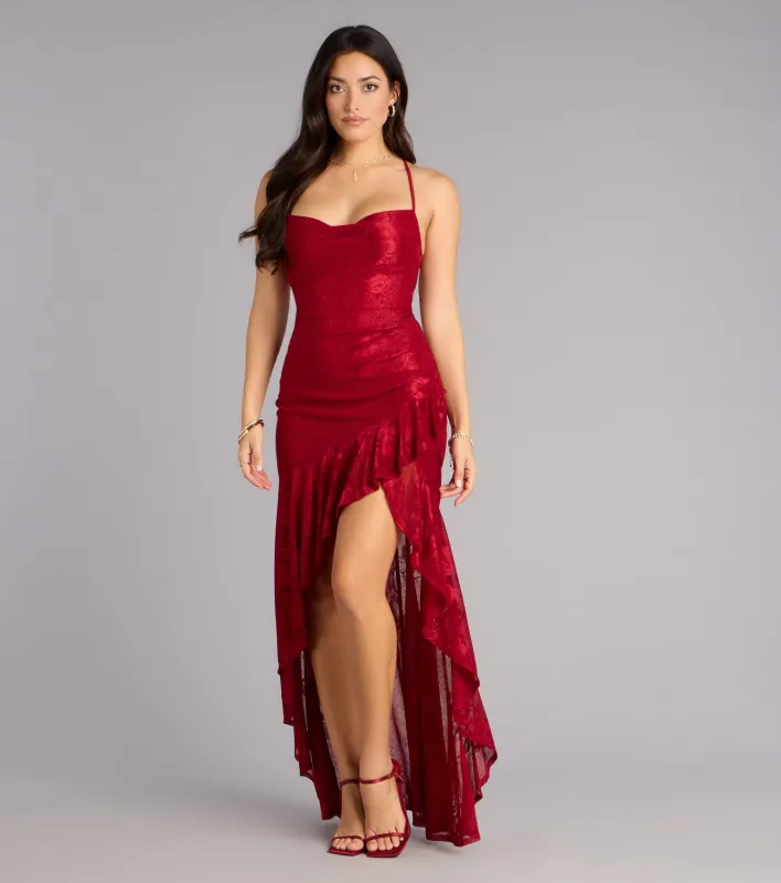 Kaia Square Halter Slit Formal Dress sold by Windsor