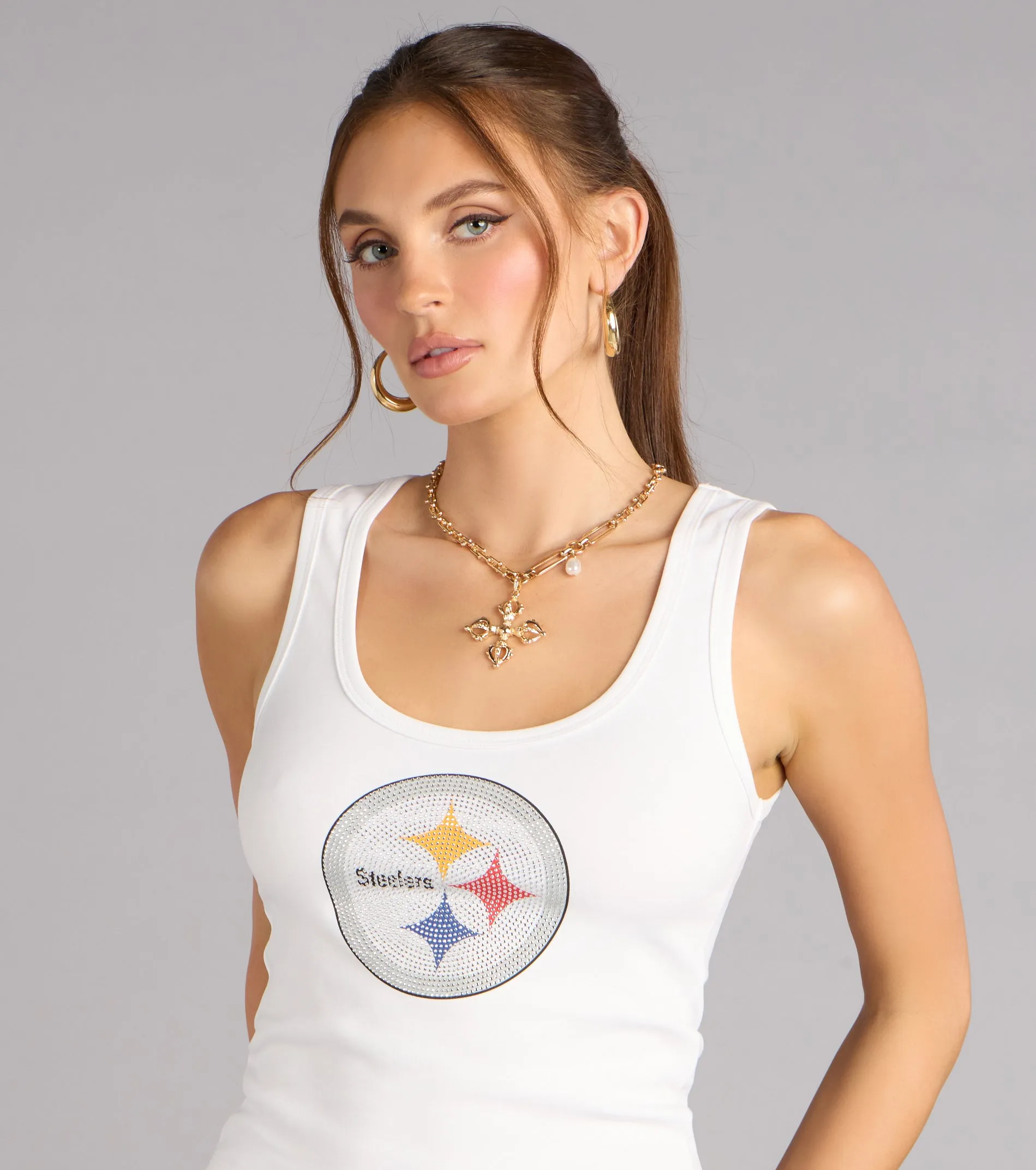 Ultra Game NFL Pittsburgh Steelers Rhinestone Tank Top sold by Windsor product image thumbnail 4
