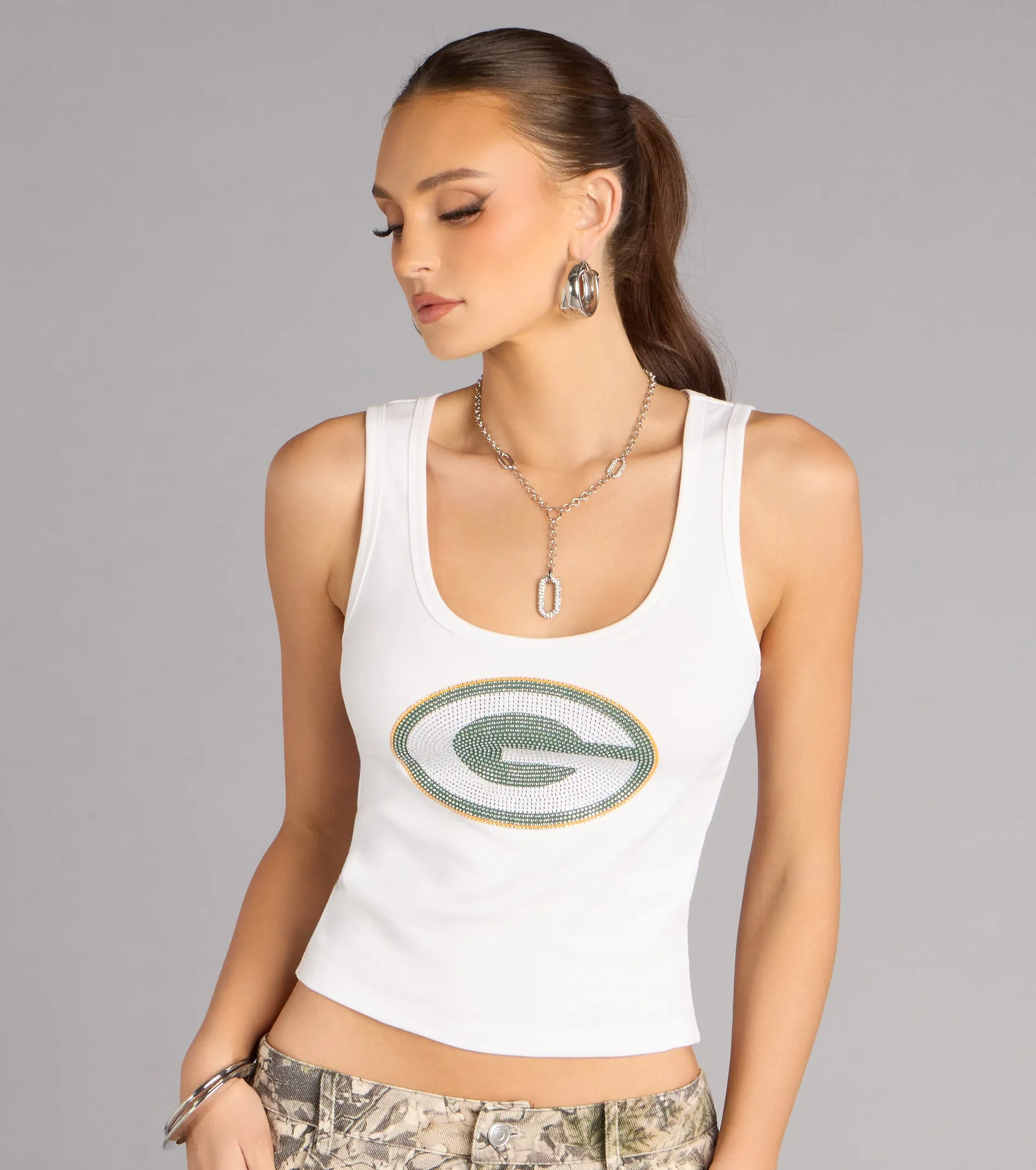 Ultra Game NFL Green Bay Packers Rhinestone Tank Top sold by Windsor