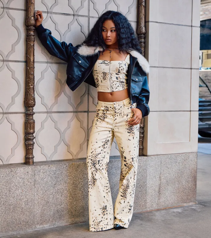 Spotted Muse Leopard Wide-Leg Jeans sold by Windsor