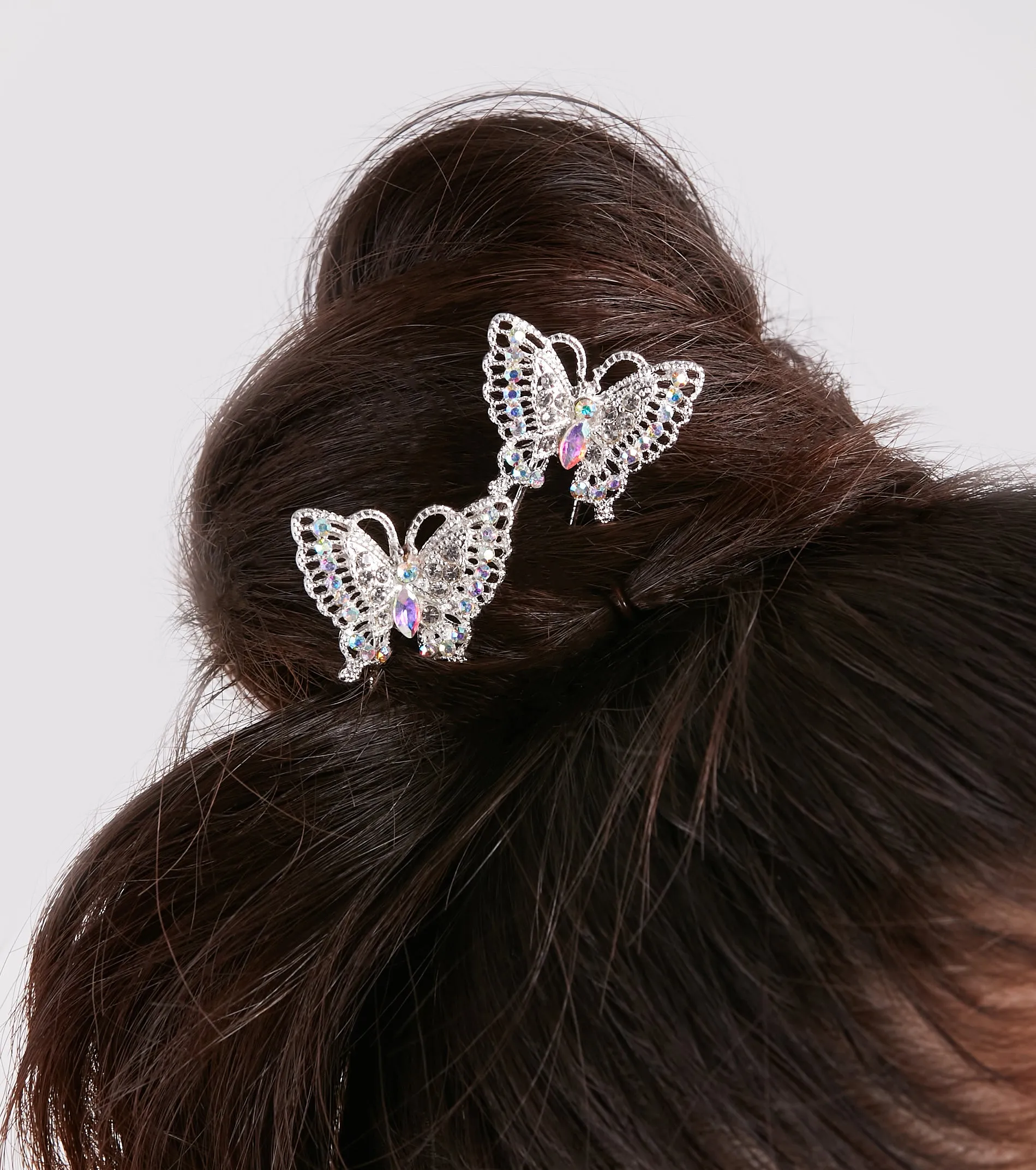 Ethereal Glamour Rhinestone Butterfly Hair Pins sold by Windsor