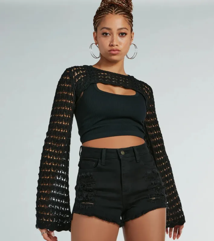 Boho Era Bell-Sleeve Crochet Topper sold by Windsor