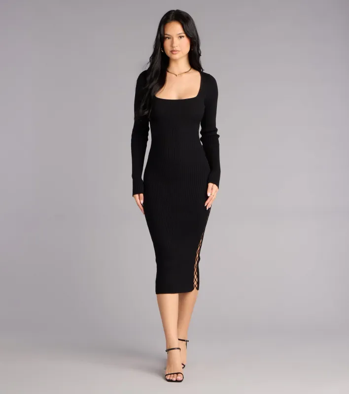 Quietly Bold Lattice Side Midi Dress sold by Windsor