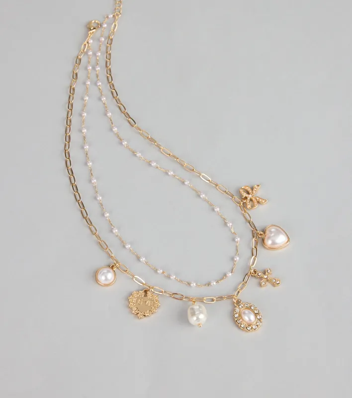 Pearly Keepsakes Layered Charm Necklace sold by Windsor