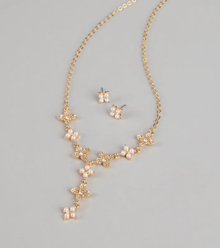 Golden Garden Clover Lariat Necklace Set sold by Windsor