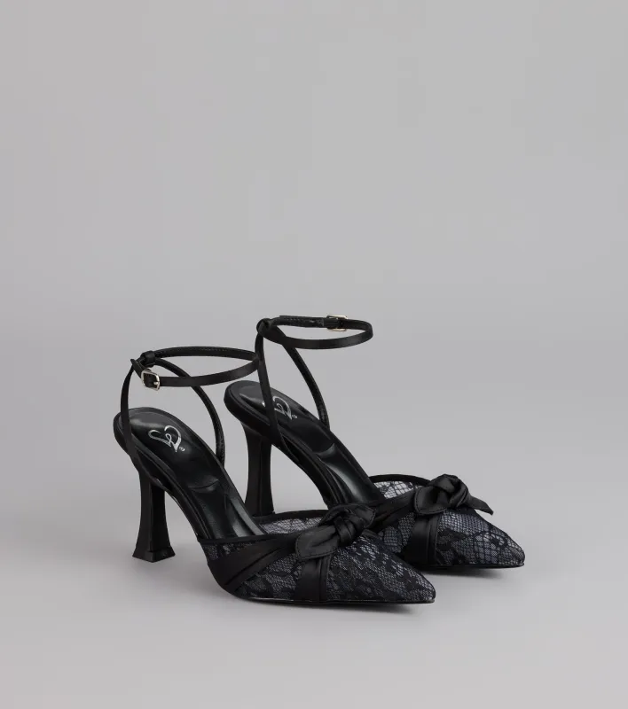 Noir Charm Lace Bow Heels sold by Windsor
