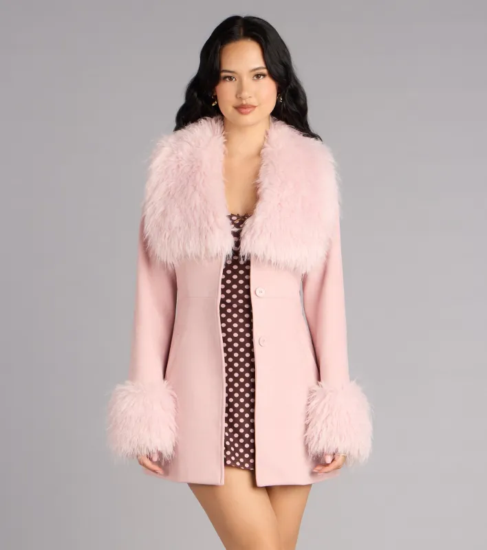 Cold Girl Couture Faux Fur Suede Trench Coat sold by Windsor