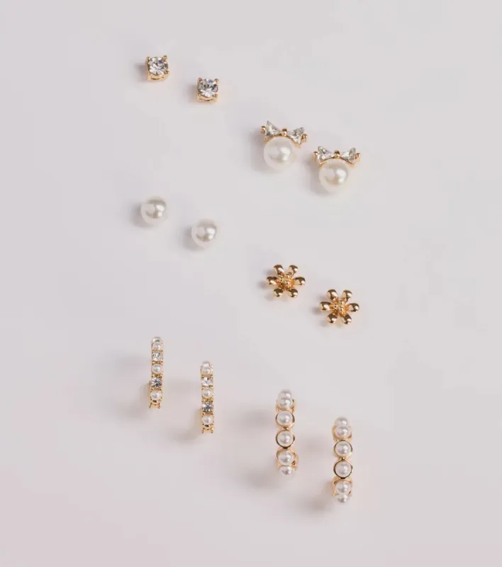 Dainty Luxury Six Pack Stud Earrings Set sold by Windsor