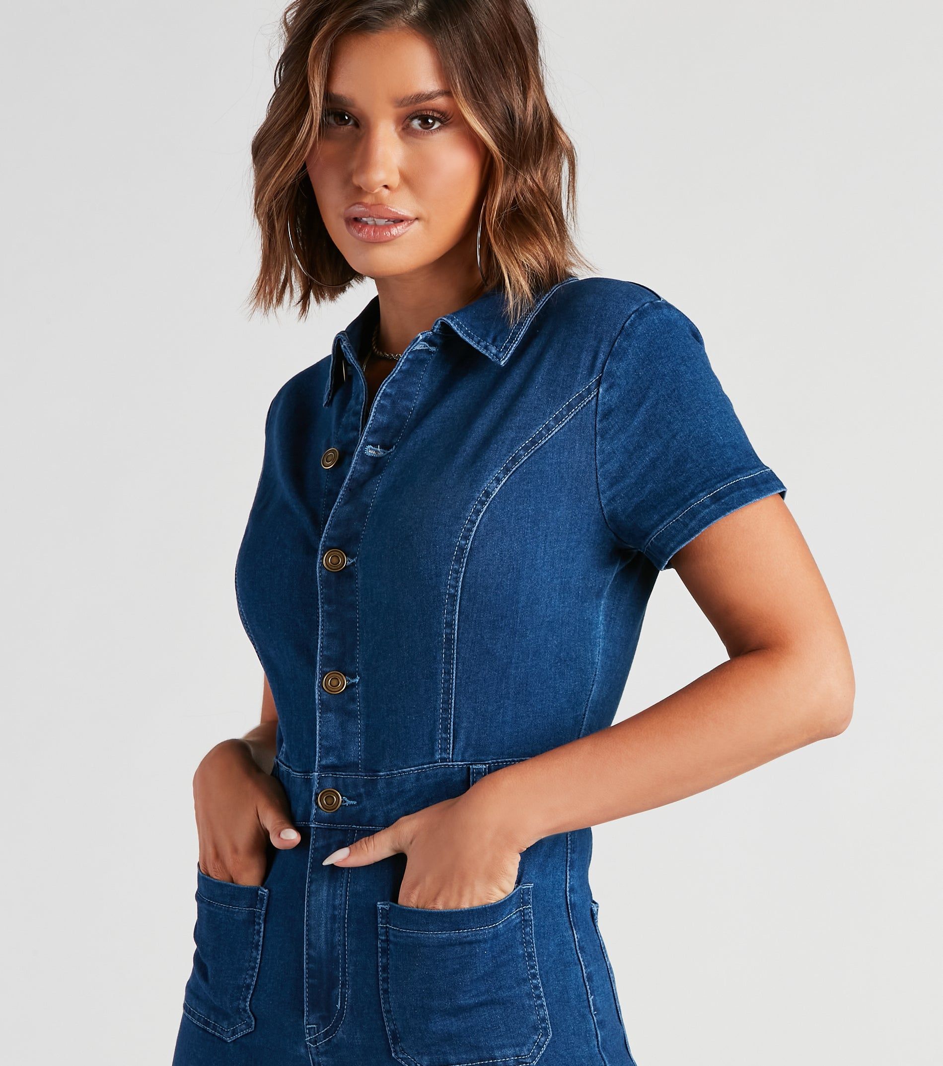 Gimme The Flare Denim Jumpsuit sold by Windsor product image thumbnail 4