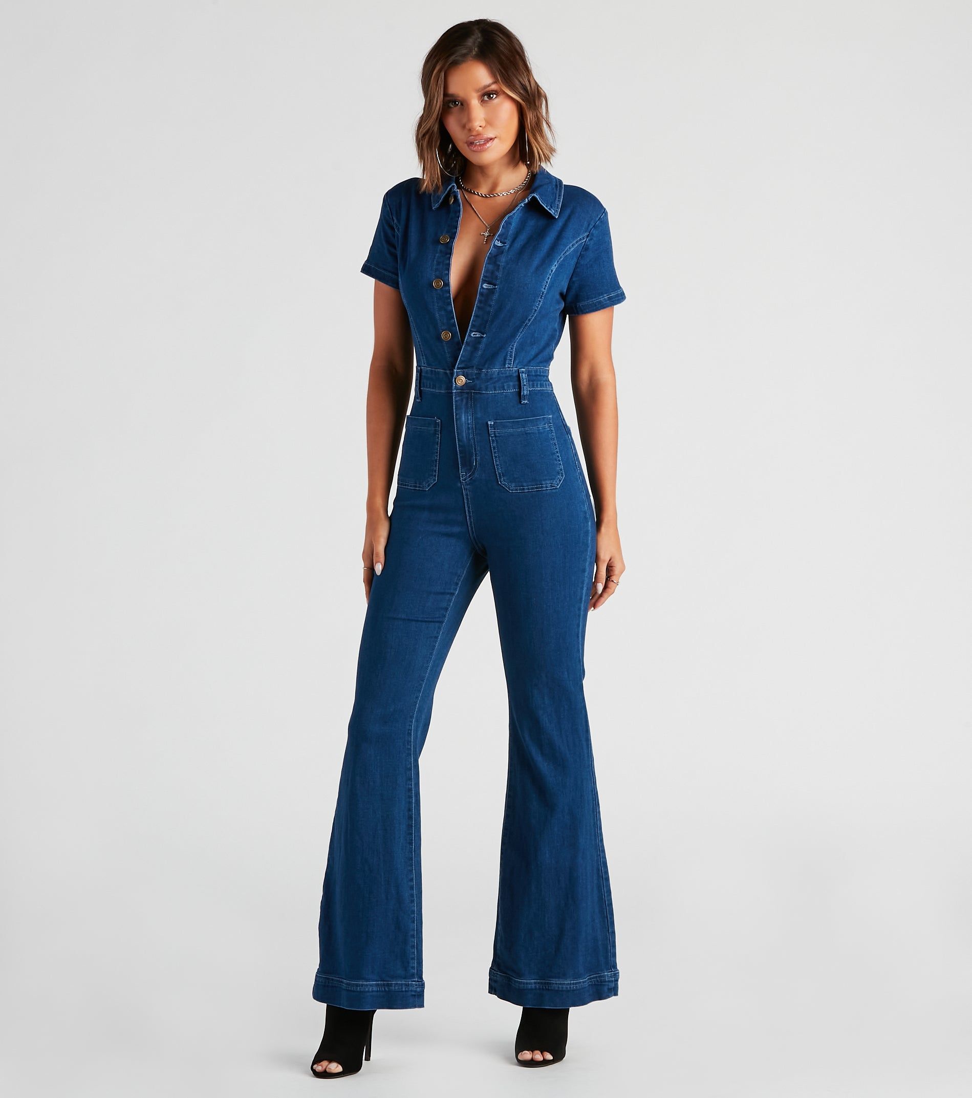 Gimme The Flare Denim Jumpsuit sold by Windsor