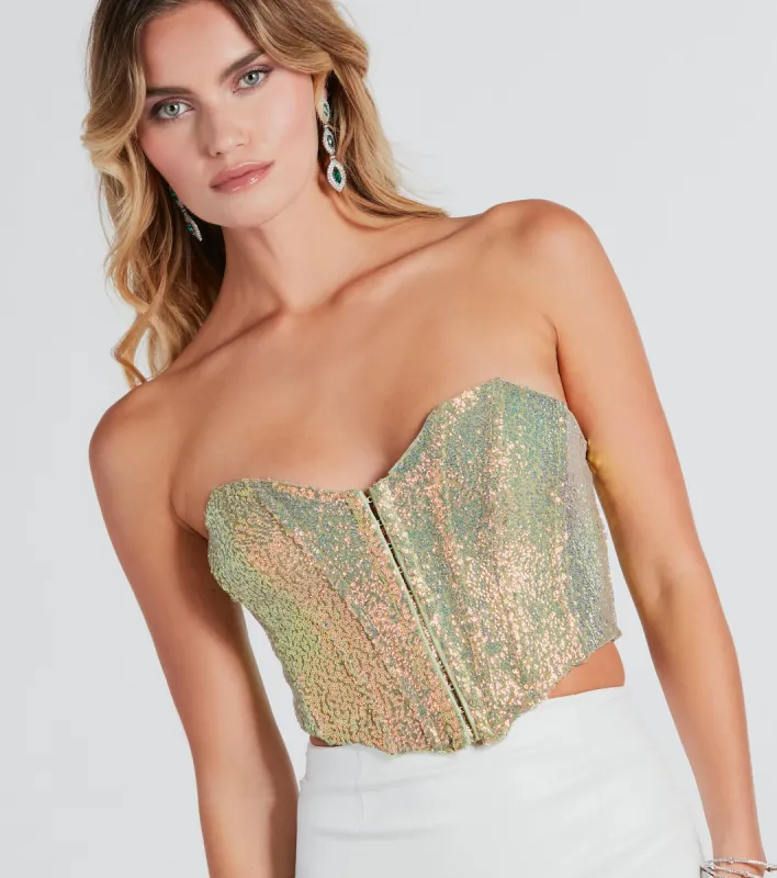 Illuminate Sparkle Sequin Corset Top sold by Windsor
