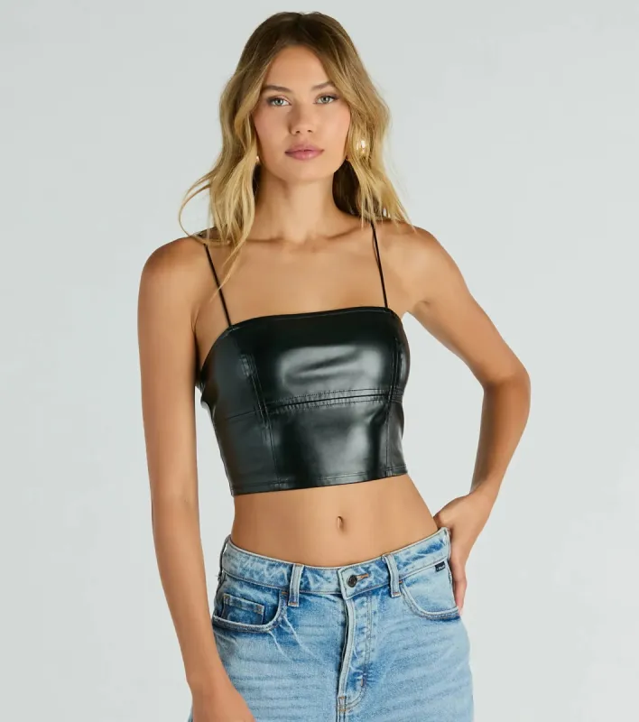 Hot And Dangerous Faux Leather Crop Top sold by Windsor