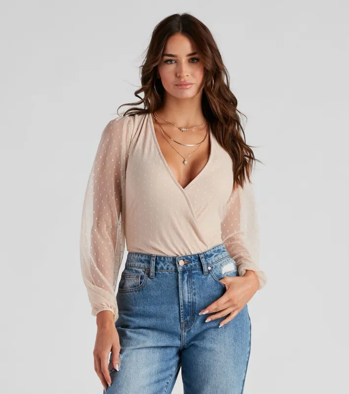 Sheer Secret Mesh Swiss Dot Bodysuit sold by Windsor