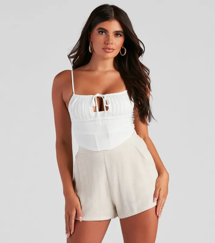 Set The Mood Poplin Tie Front Top sold by Windsor