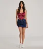 Romance In The Air Lace Trim Satin Cami Crop Top sold by Windsor