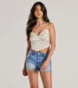 Romance In The Air Lace Trim Satin Cami Crop Top sold by Windsor