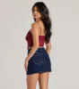 Romance In The Air Lace Trim Satin Cami Crop Top sold by Windsor