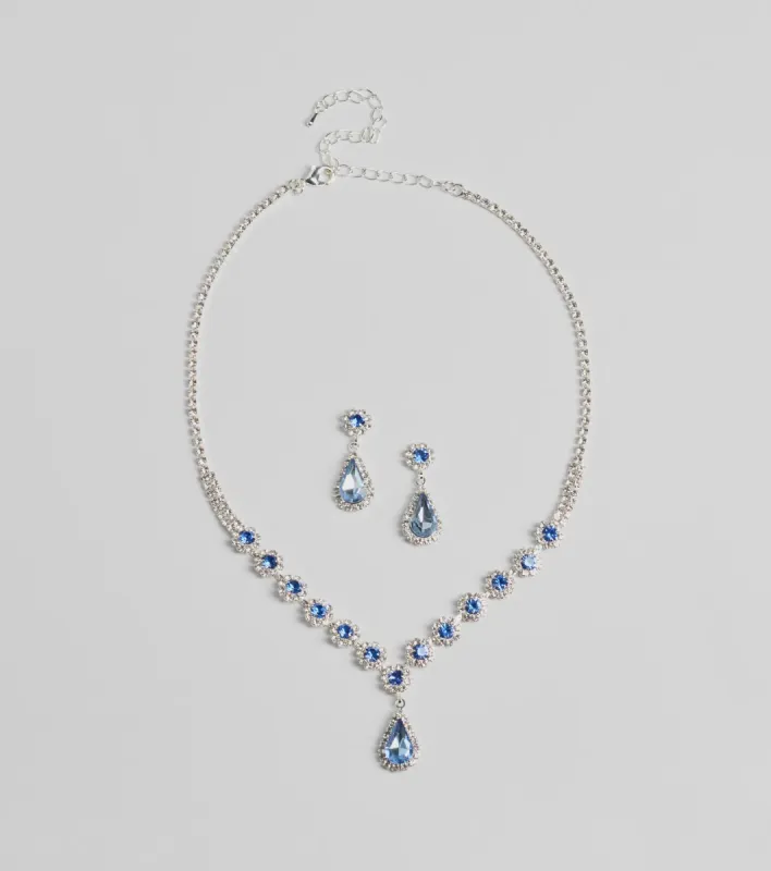Luxe Beauty Rhinestone Necklace And Earrings Set sold by Windsor