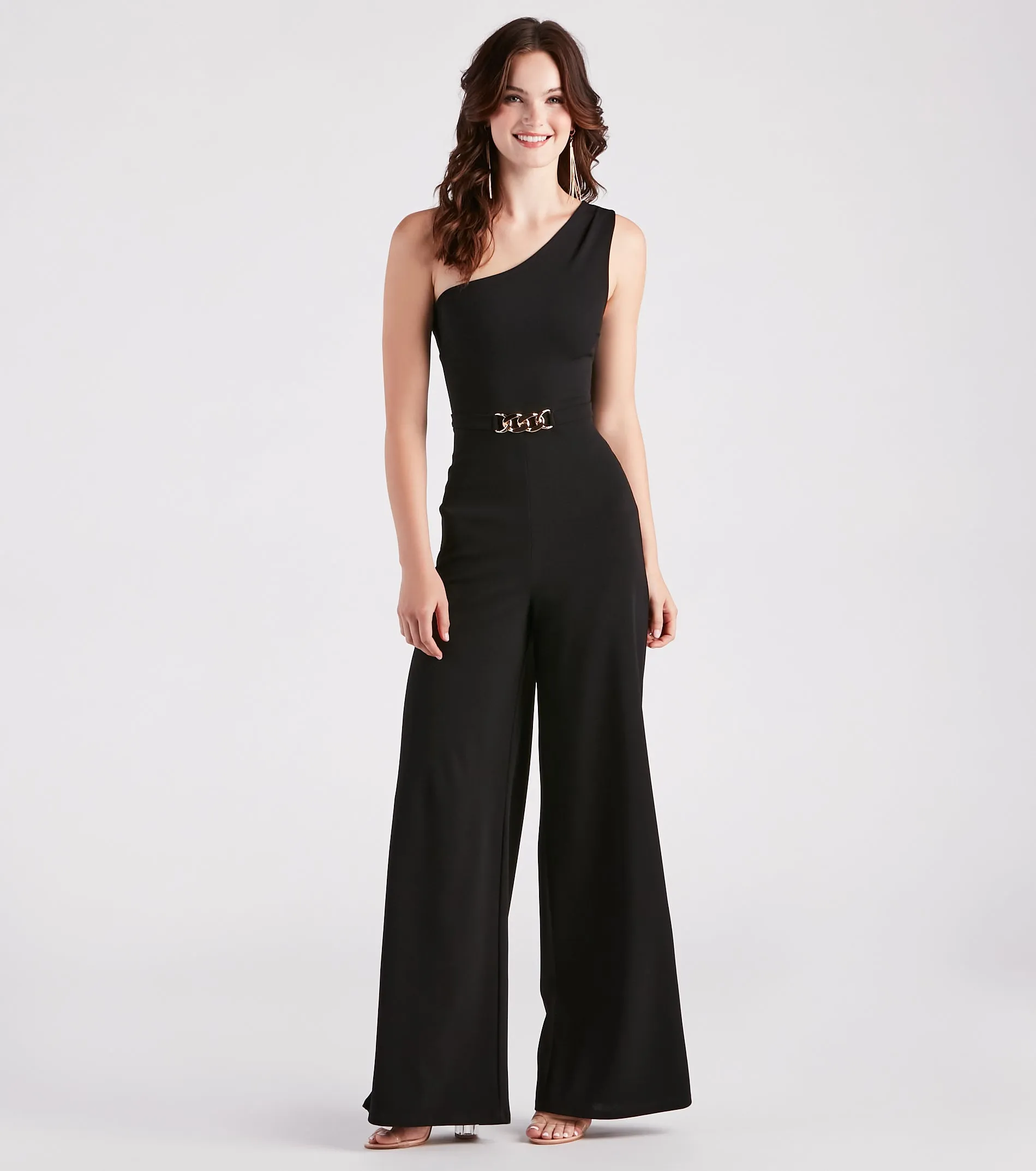 Chain Direction One Shoulder Crepe Jumpsuit sold by Windsor product image thumbnail 3