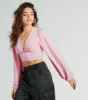 CLEARANCE - Blown Away Plunge Tie-Back Crop Top sold by Windsor