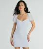 Unreal Shine Glitter Puff Sleeve Mini Dress sold by Windsor