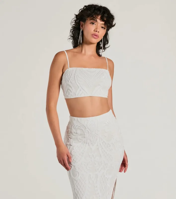 Let It Shine Sequin Sleeveless Crop Top sold by Windsor