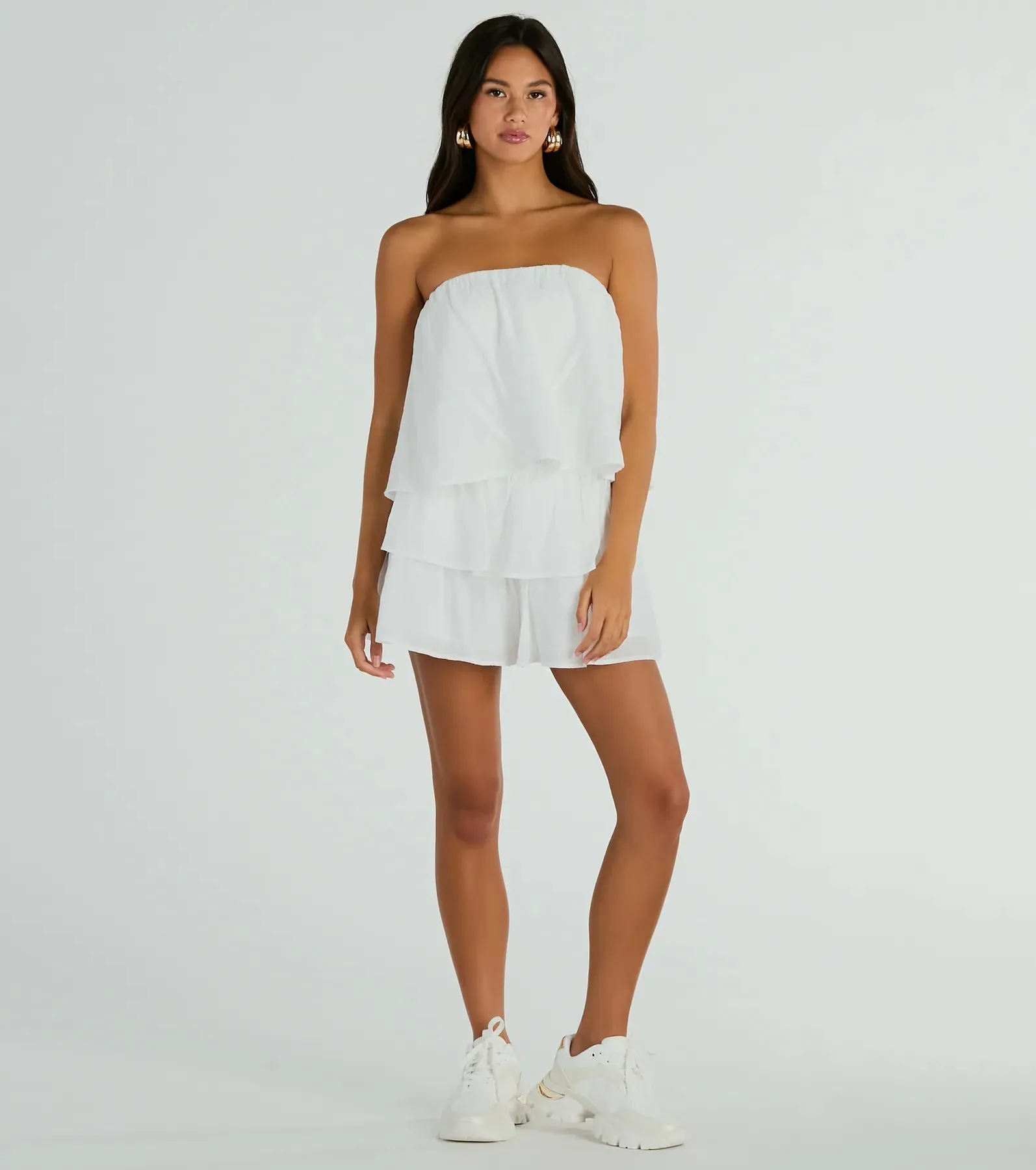 Poolside Vacay Strapless Ruffled Romper sold by Windsor product image thumbnail 3
