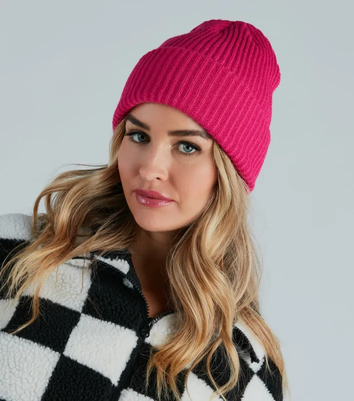 Cute Classic Fold-Over Ribbed Knit Beanie sold by Windsor
