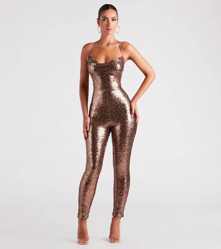 Twinkle And Glow Sequin Skinny Jumpsuit sold by Windsor