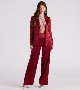 Elevated Details Sleek Satin Trouser Pants sold by Windsor