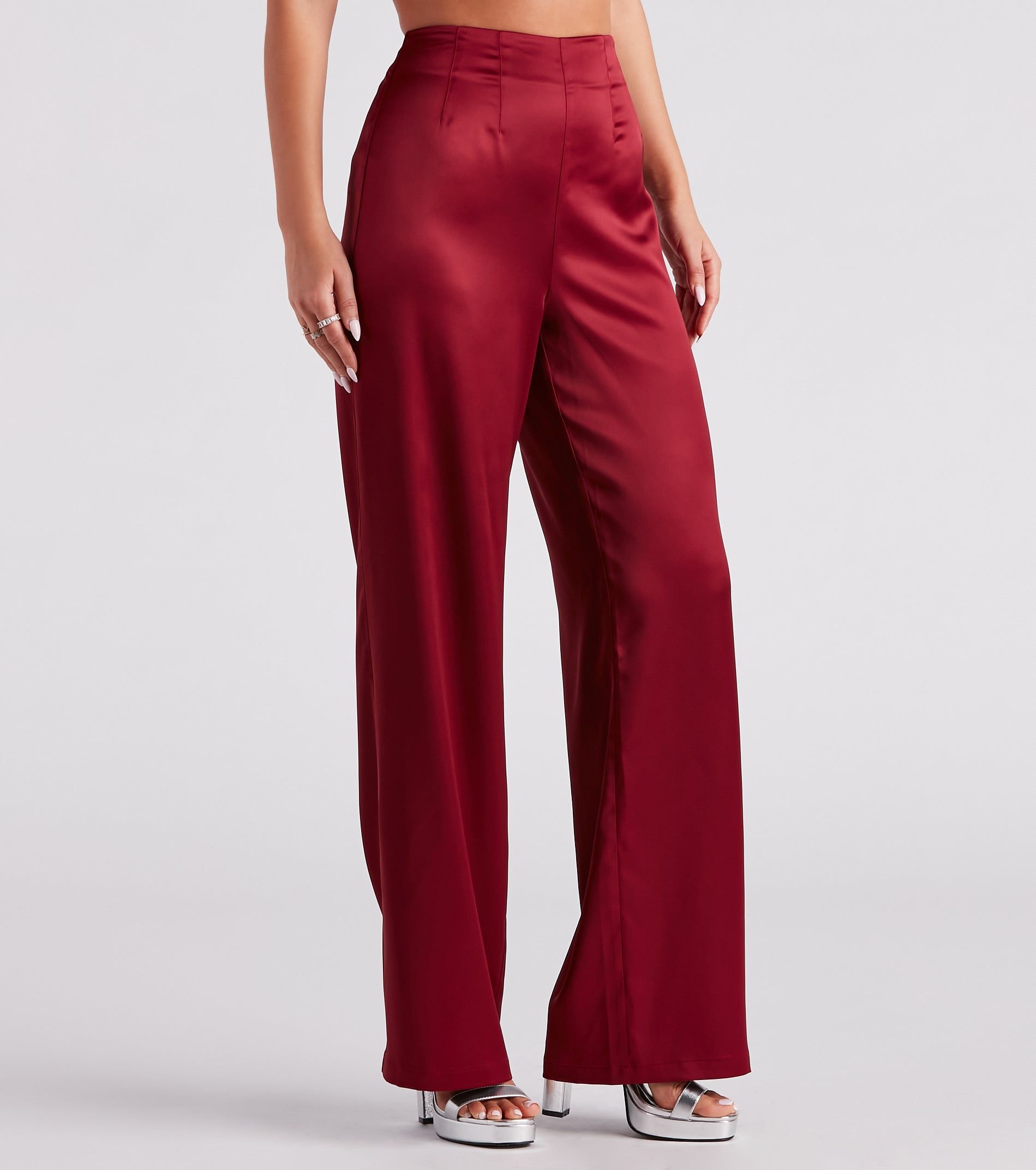Elevated Details Sleek Satin Trouser Pants sold by Windsor