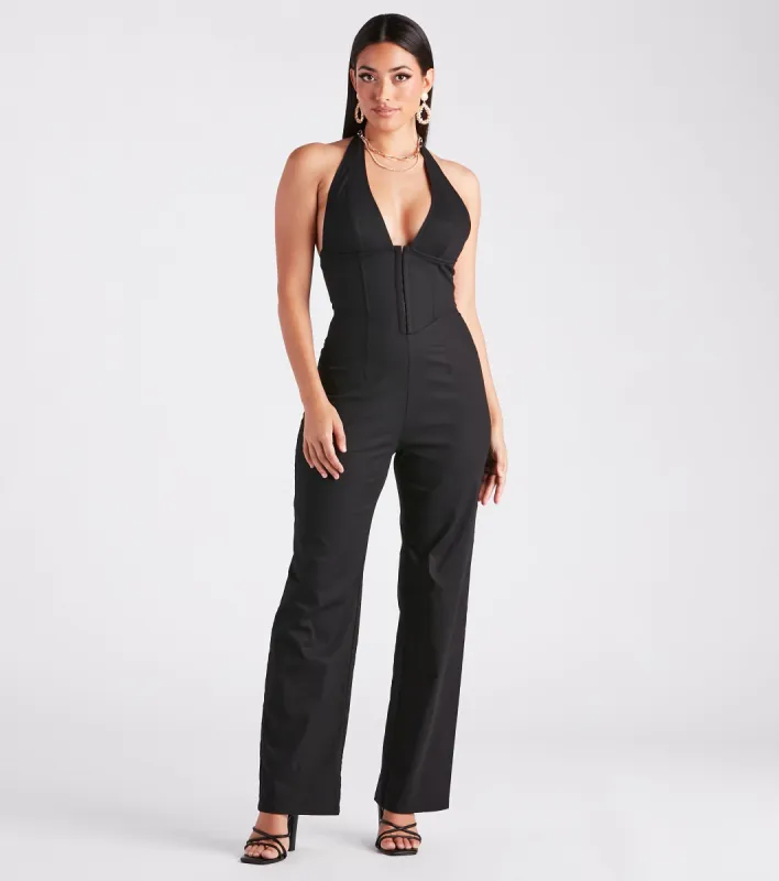 Ready In One Halter Corset Wide-Leg Jumpsuit sold by Windsor