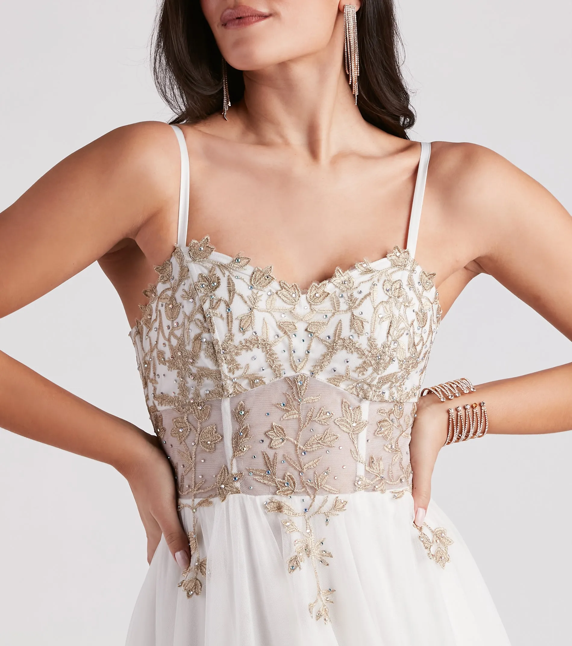 Alexandra Rhinestone Embroidered Tulle Ball Gown sold by Windsor product image thumbnail 4