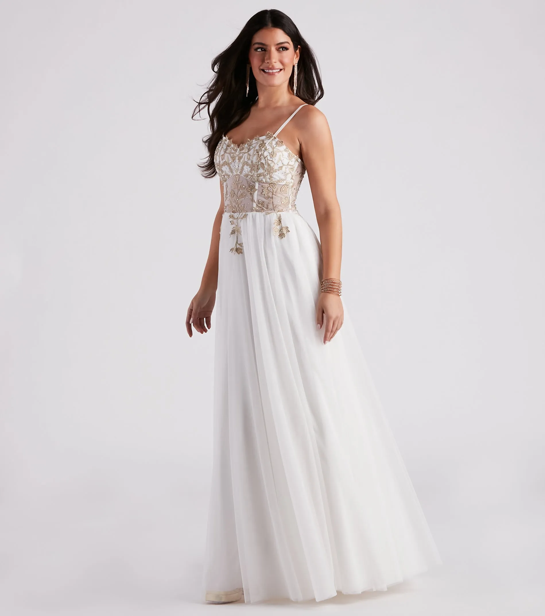 Alexandra Rhinestone Embroidered Tulle Ball Gown sold by Windsor product image thumbnail 3