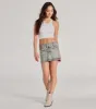 Cute Effect Mid-Rise Belted Denim Mini Skort sold by Windsor