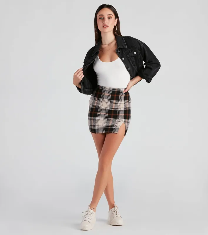Seasonal Plaid Crepe Mini Skirt sold by Windsor