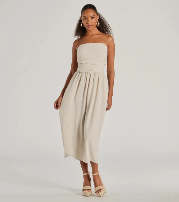 Effortlessly Elevated Strapless Linen-Blend Maxi Dress sold by Windsor