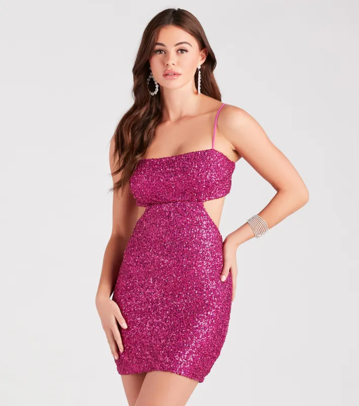 Love To Shine Sequin Cutout Mini Dress sold by Windsor