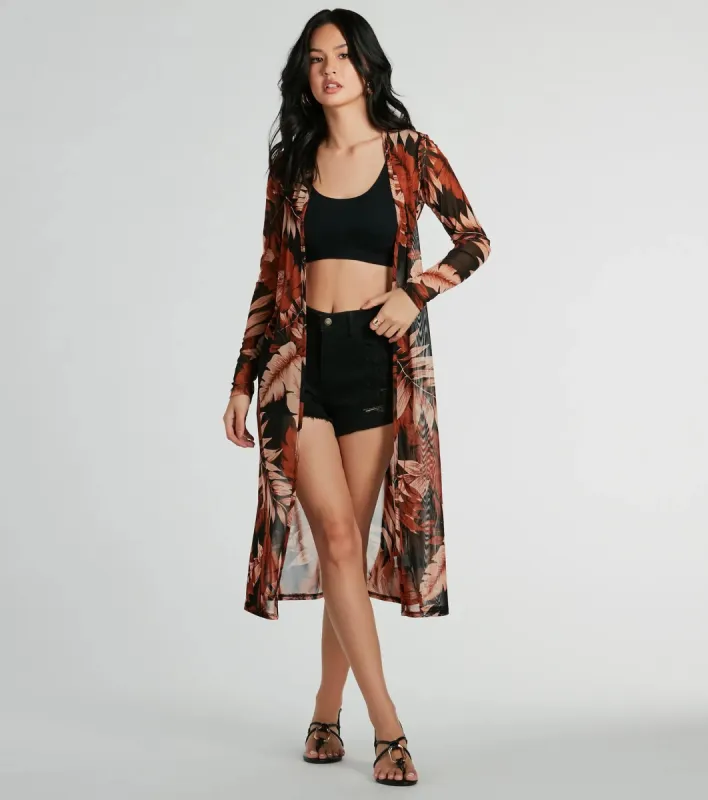 Sway With The Palm Print Mesh Duster sold by Windsor
