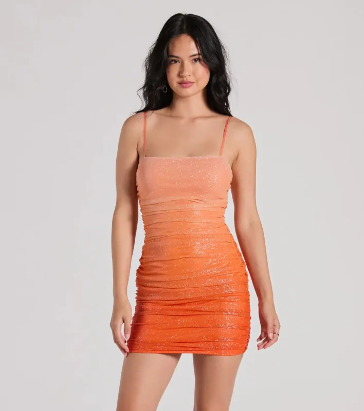 Effortless Dazzle Bodycon Glitter Mesh Mini Dress sold by Windsor